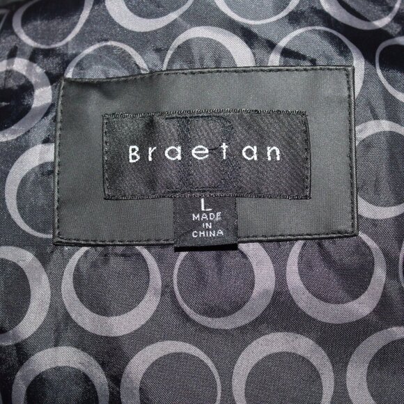 Braetan Large 3 Button Lined Outerwear Black Modern Packable Rain Trench Coat - Picture 5 of 10